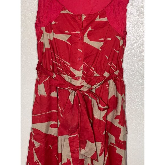 Doo Ri. Womens  M 2-Piece Red & Beige  Abstract Cotton Dress & Jacket Career - Picture 9 of 16